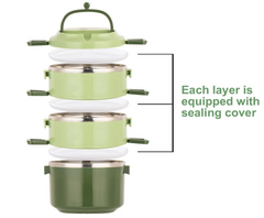 🥗 SANQIAHOME INOX LUNCH BOX – 3 ETAŽE (ZELENI)