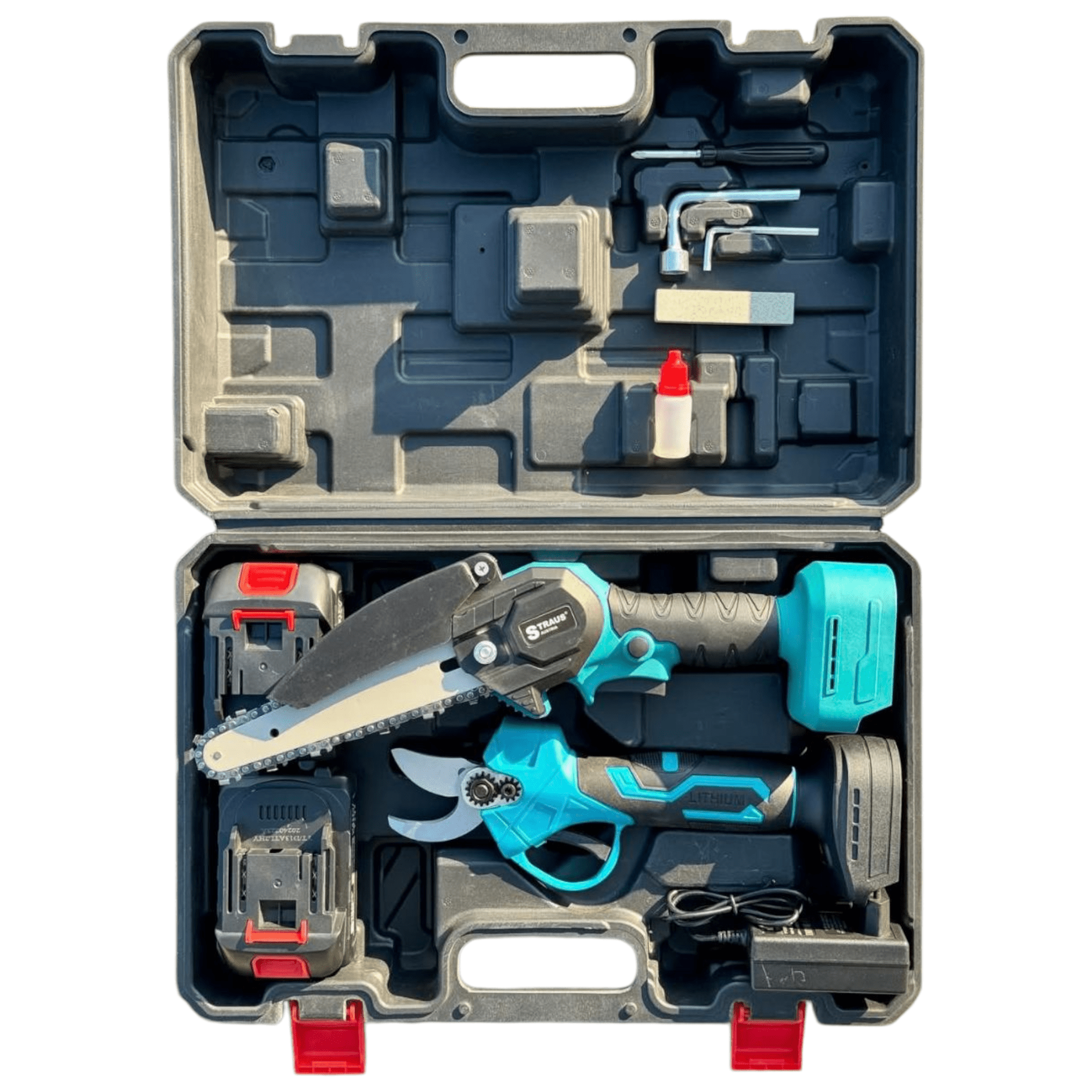 Set de Makaze și Pilă AKU STRAUS 28V pentru rezultate perfecte!