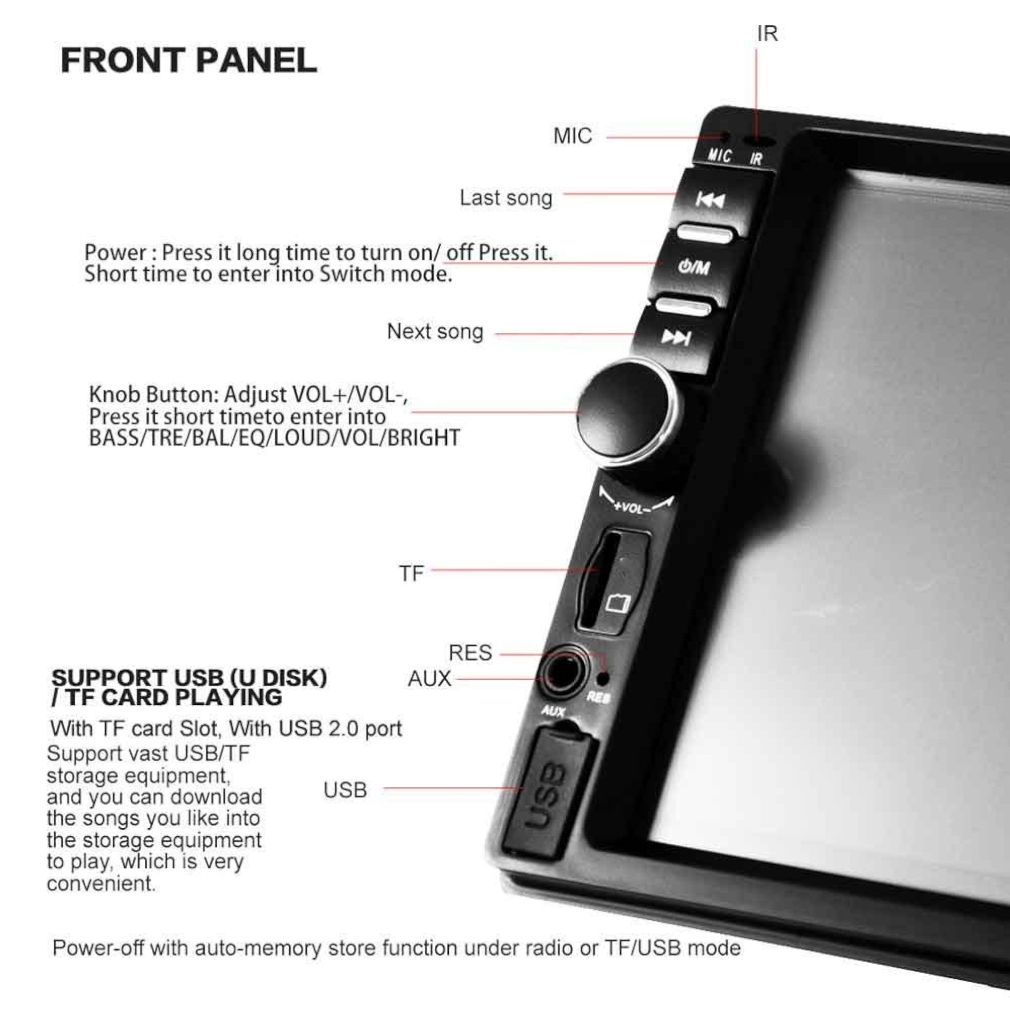 7" Touchscreen 2 Din Auto Multimedia System for Ultimate Entertainment