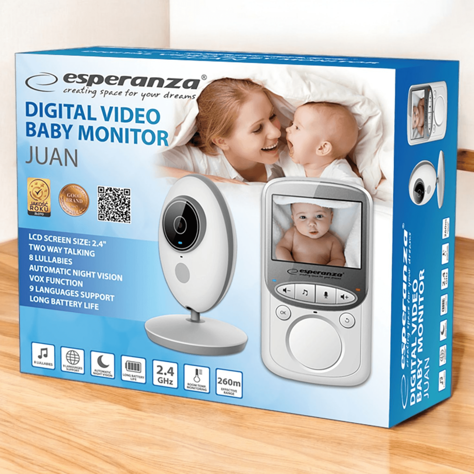 Baby Monitor avec écran LCD de 2,4", indicateur LED et connexion 2,4 GHz pour une surveillance fiable et claire