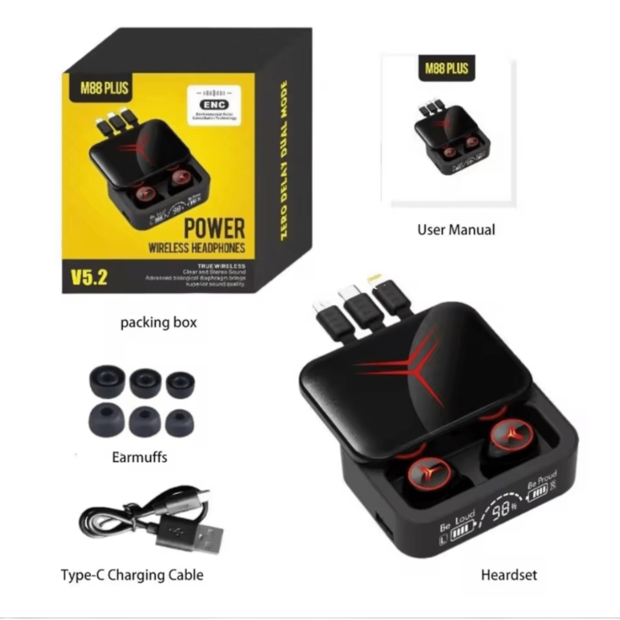 Bežične Slušalice i Powerbank "M88 PLUS" – Savršen sastav za vašu muziku i energiju!