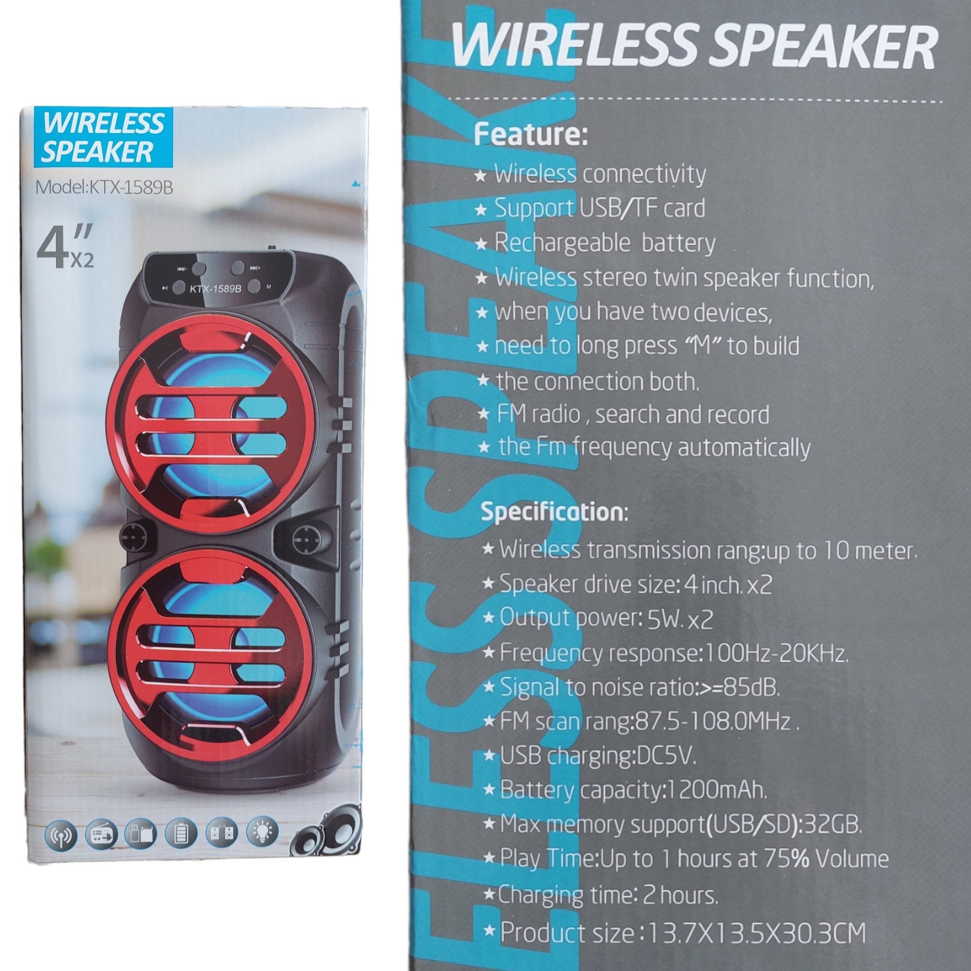 Prijenosni bežični Bluetooth zvučnik "KTX-1589B" za savršeno uživanje u muzici