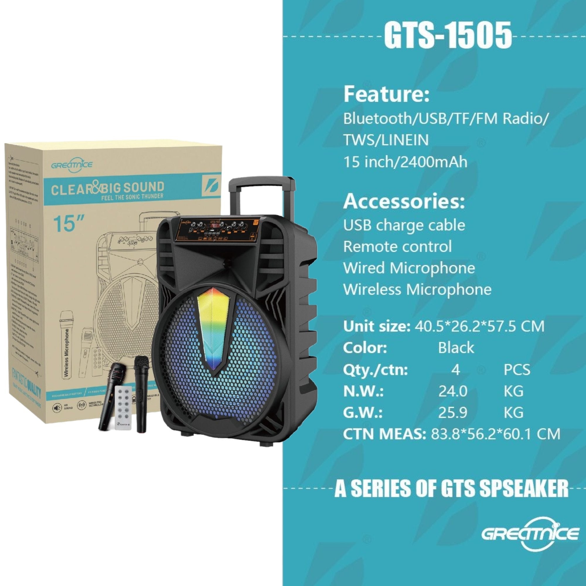 Elegantan BLUETOOTH ZVUČNIK GTS-1505 za savršeni zvuk svake prilike