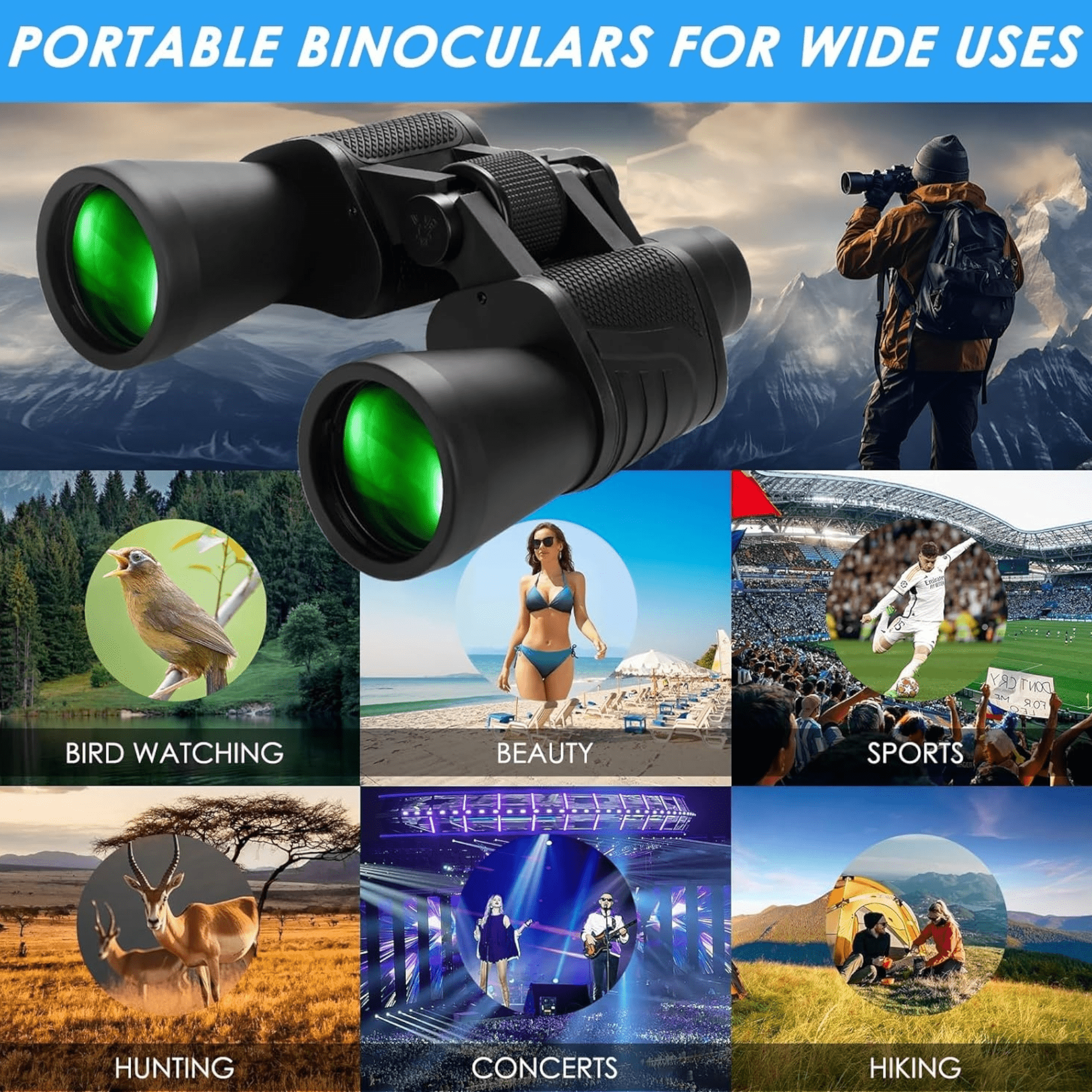 Powershot 10x50 HD Binoculars for Stunning Clarity and Detail