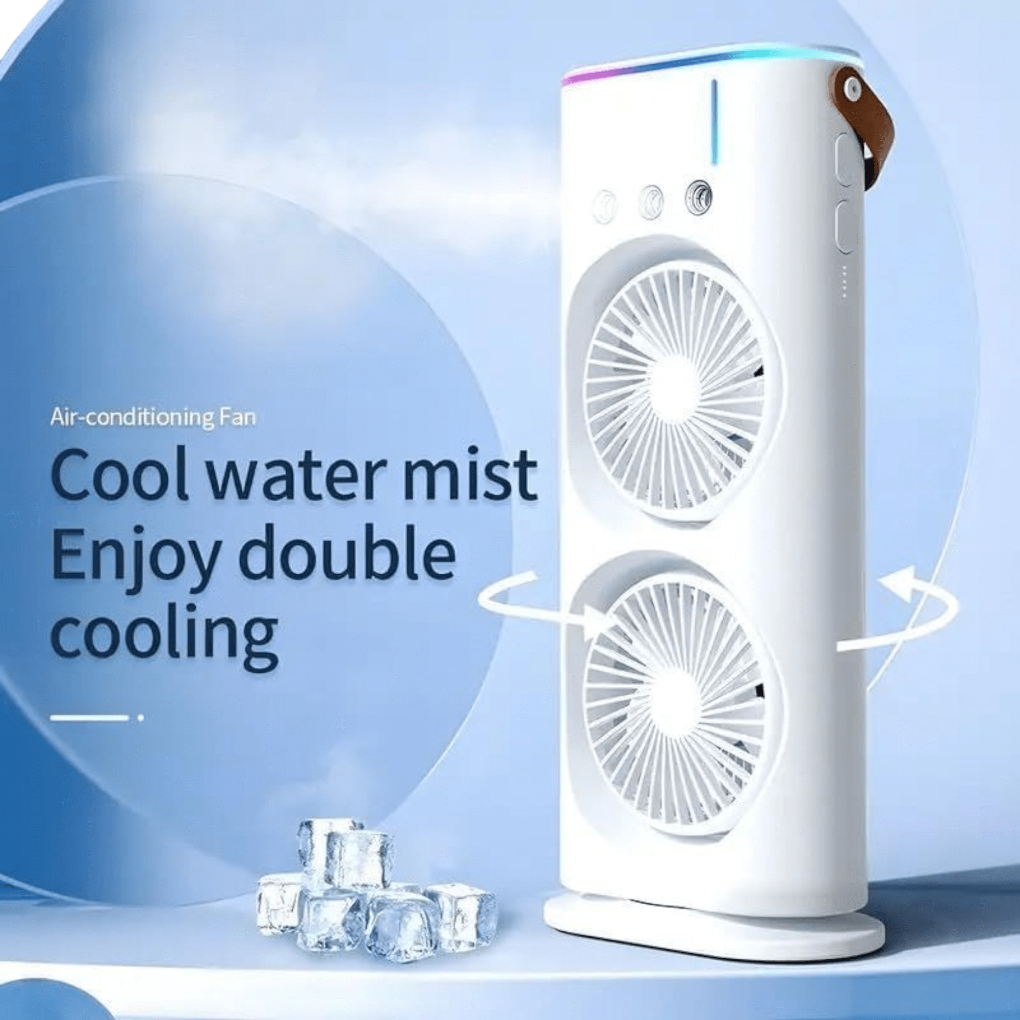 Dvostruki LED ventilator s funkcijom ovlaživanja za optimalnu svježinu!