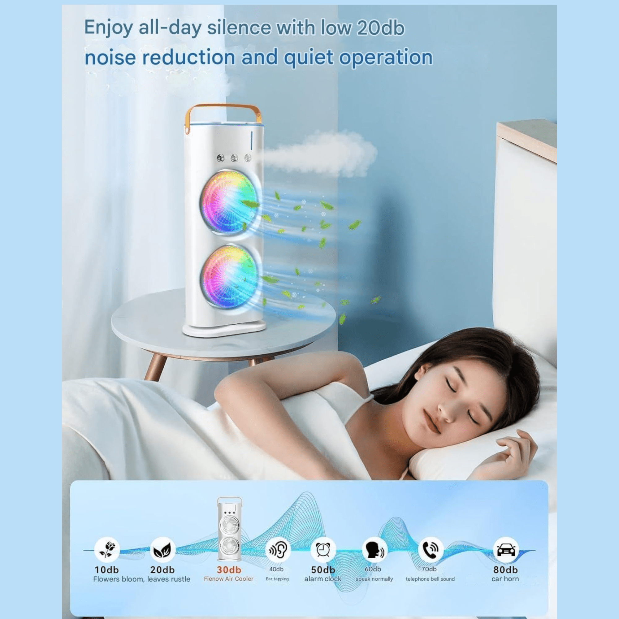 Dvostruki LED ventilator s funkcijom ovlaživanja za optimalnu svježinu!