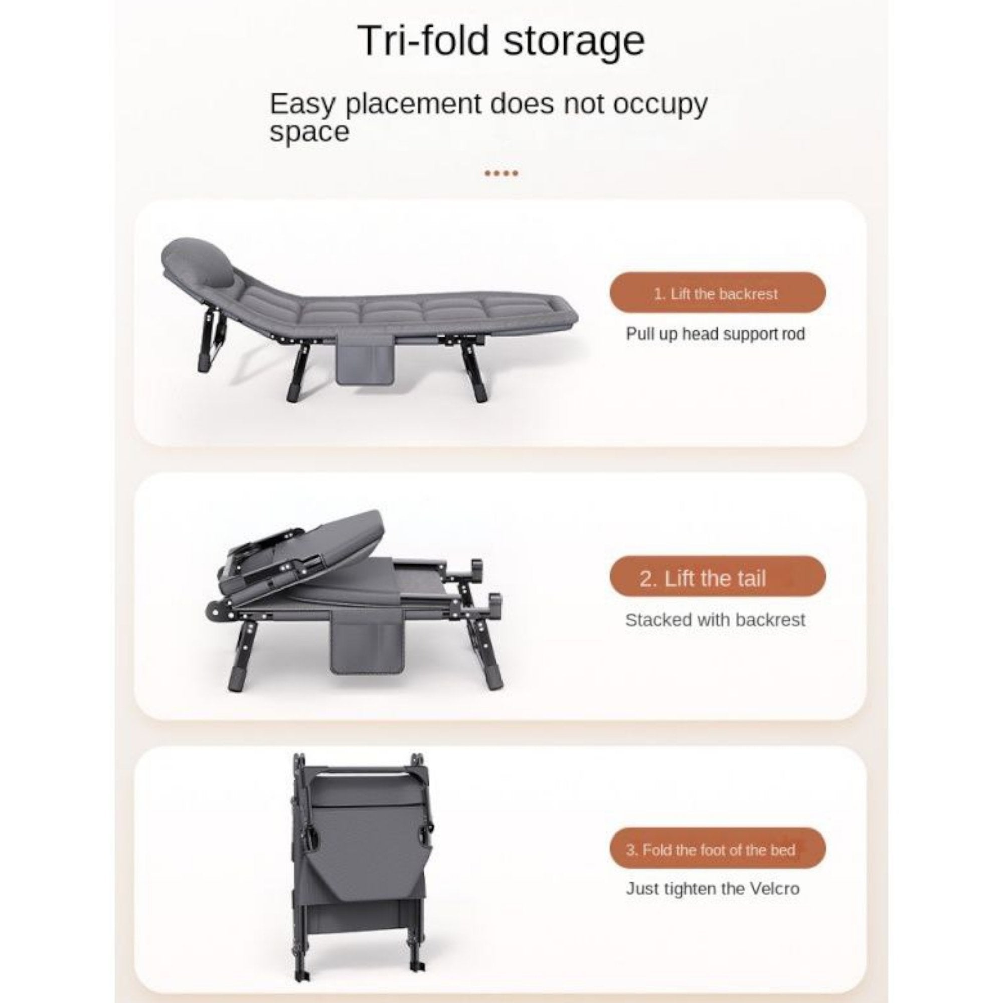 Stylish Grey Folding Lounge Chair