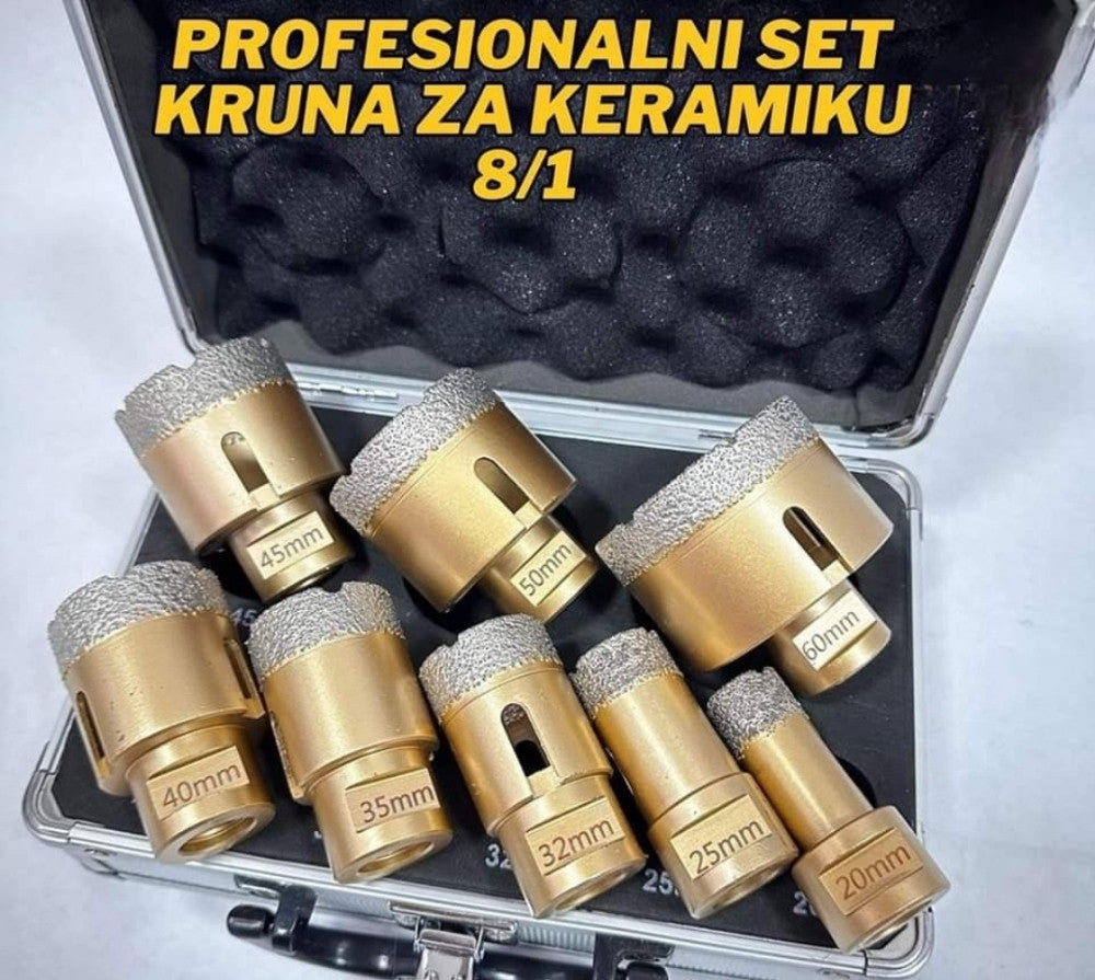 🧱 Profesionalni Set Kruna za Keramiku 8/1 – Precizno Bušenje Bez Oštećenja