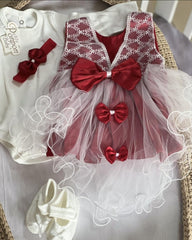 Svečani Set za Djevojčice (0–3 mjeseca) – Elegancija od Prvog Pogleda!