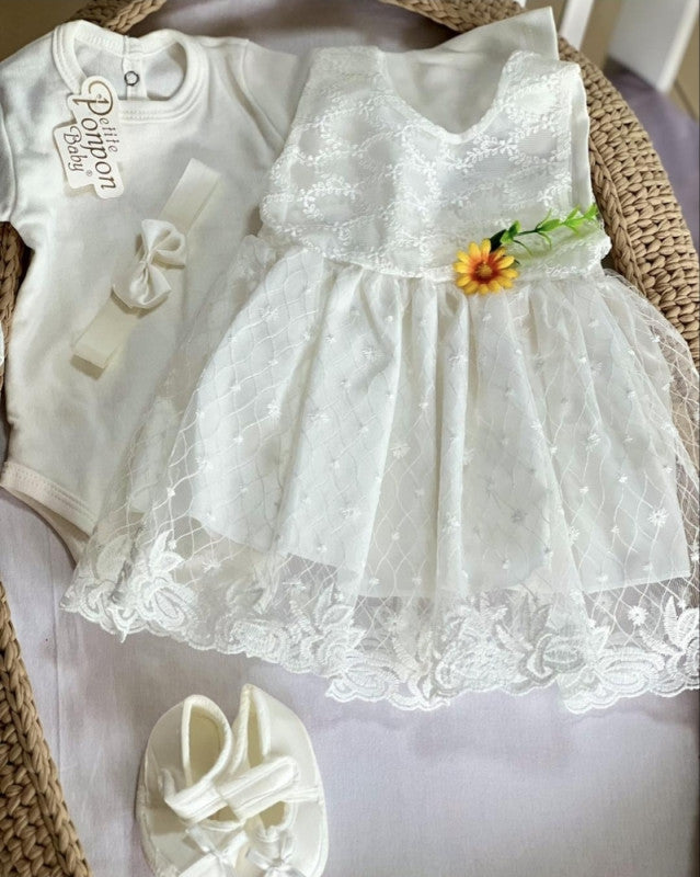 Svečani Set za Djevojčice (0–3 mjeseca) – Elegancija od Prvog Pogleda!