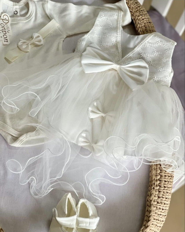 Svečani Set za Djevojčice (0–3 mjeseca) – Elegancija od Prvog Pogleda!
