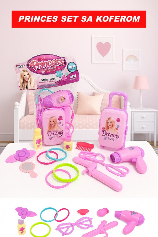 Princez set sa koferom – šminka i frizerski pribor za male dame