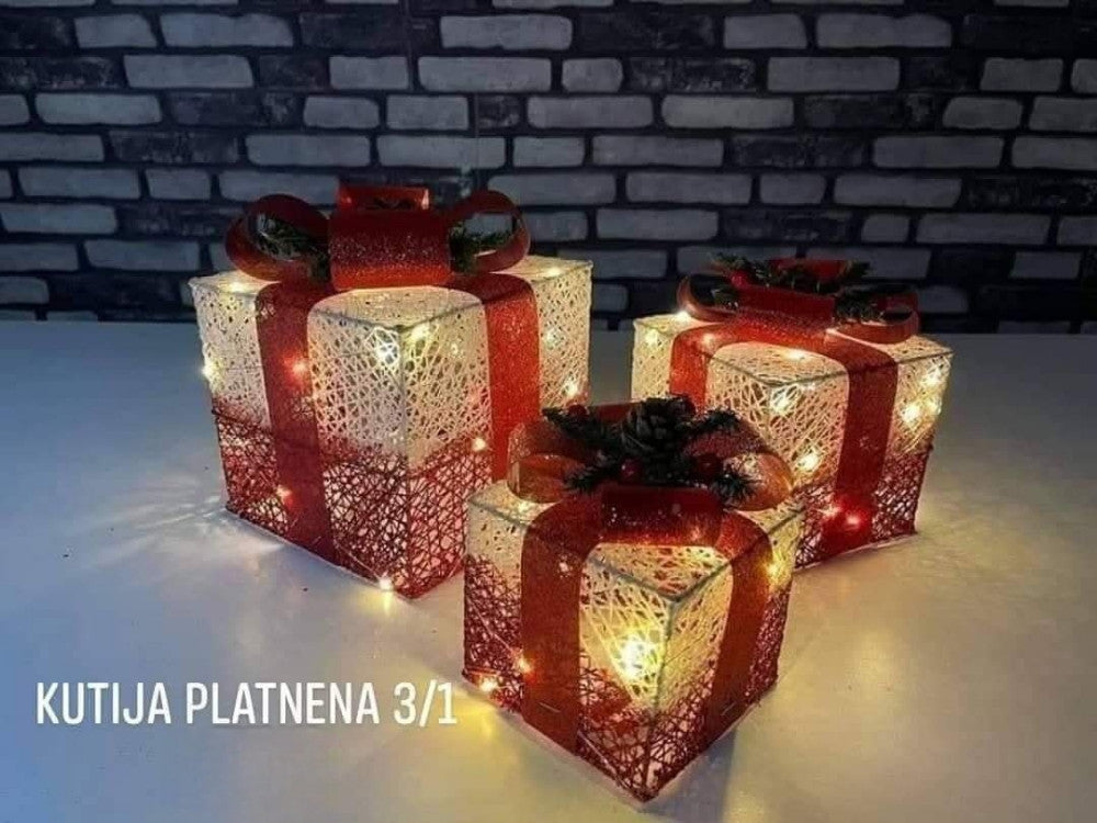 Svjetleće Poklon Kutije 3/1 – Praznični LED Ukras