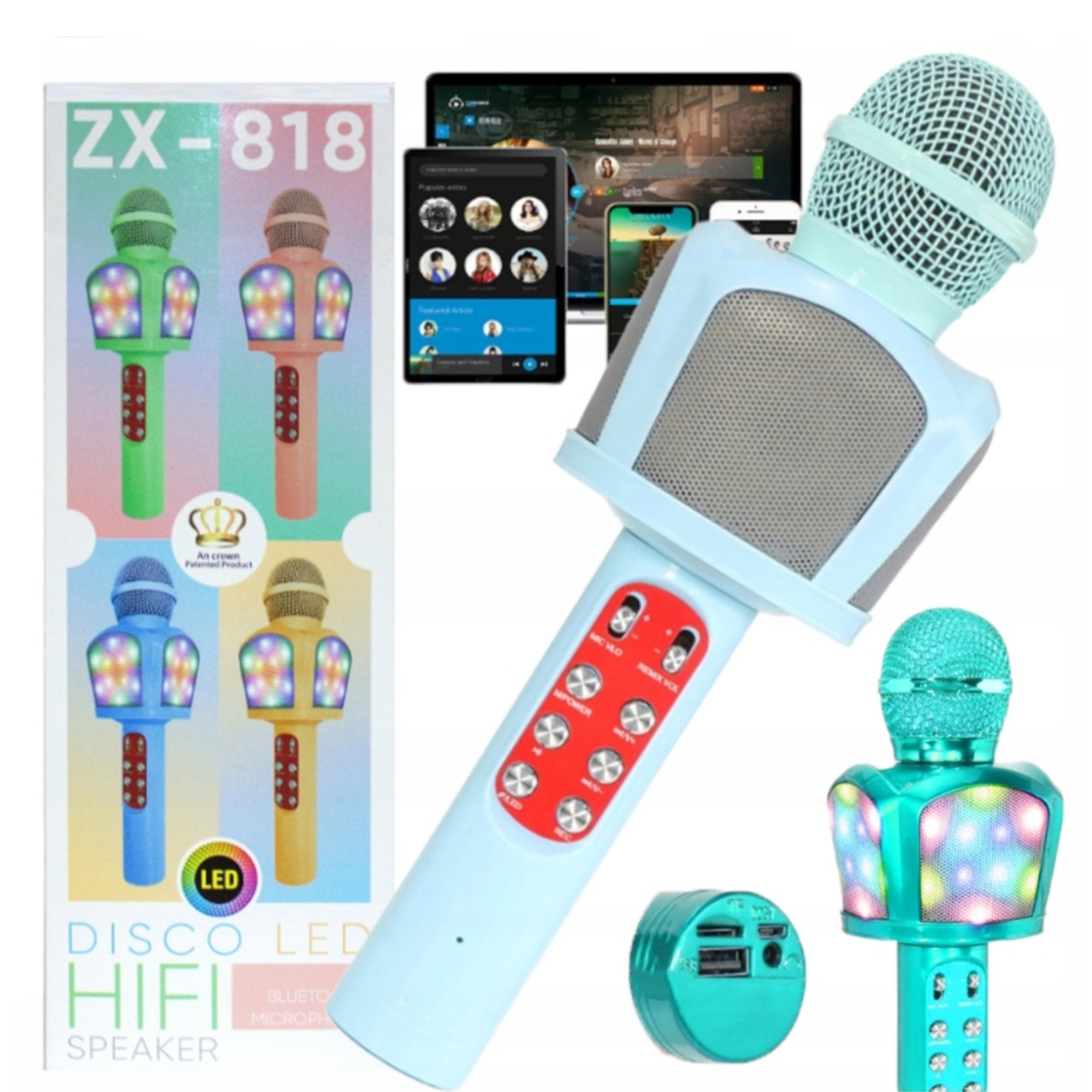 Bezdrátový Karaoke Mikrofon s Bluetooth Reproduktorom a Úžasnými LED Efekty