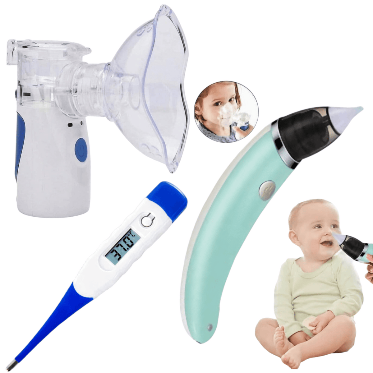 Sveobuhvatan Pribor za Njegu Bebe – Inhalator, Digitalni Toplomjer i Aspirator za Nos
