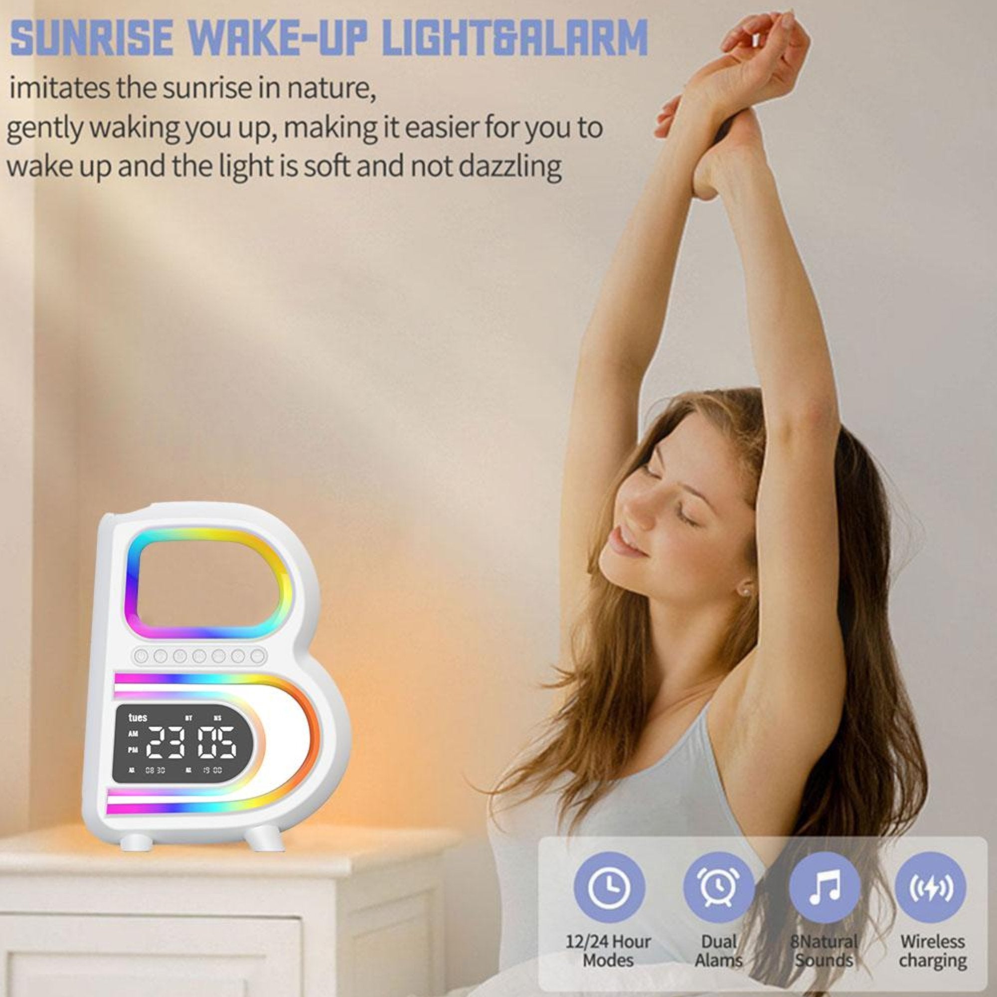Moderní LED lampa s bezdrátovým nabíjením a vestavěným reproduktorem "B-1688