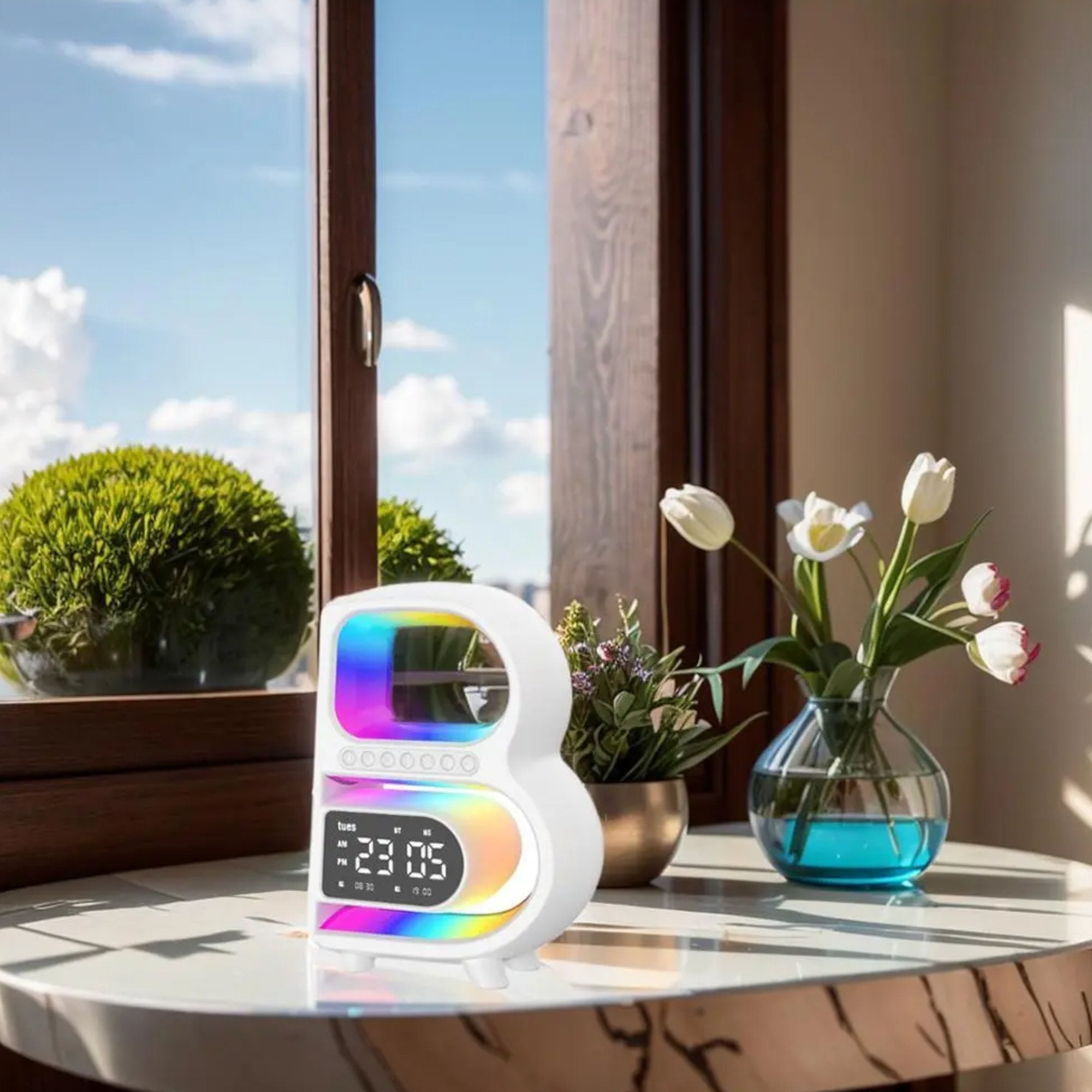 Moderní LED lampa s bezdrátovým nabíjením a vestavěným reproduktorem "B-1688