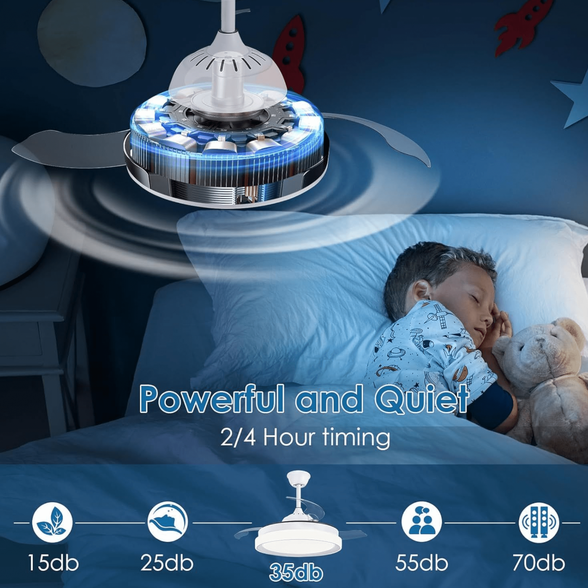 Elegantni LED Ventilator s UVLAČIVIM KRILIMA "Rixme