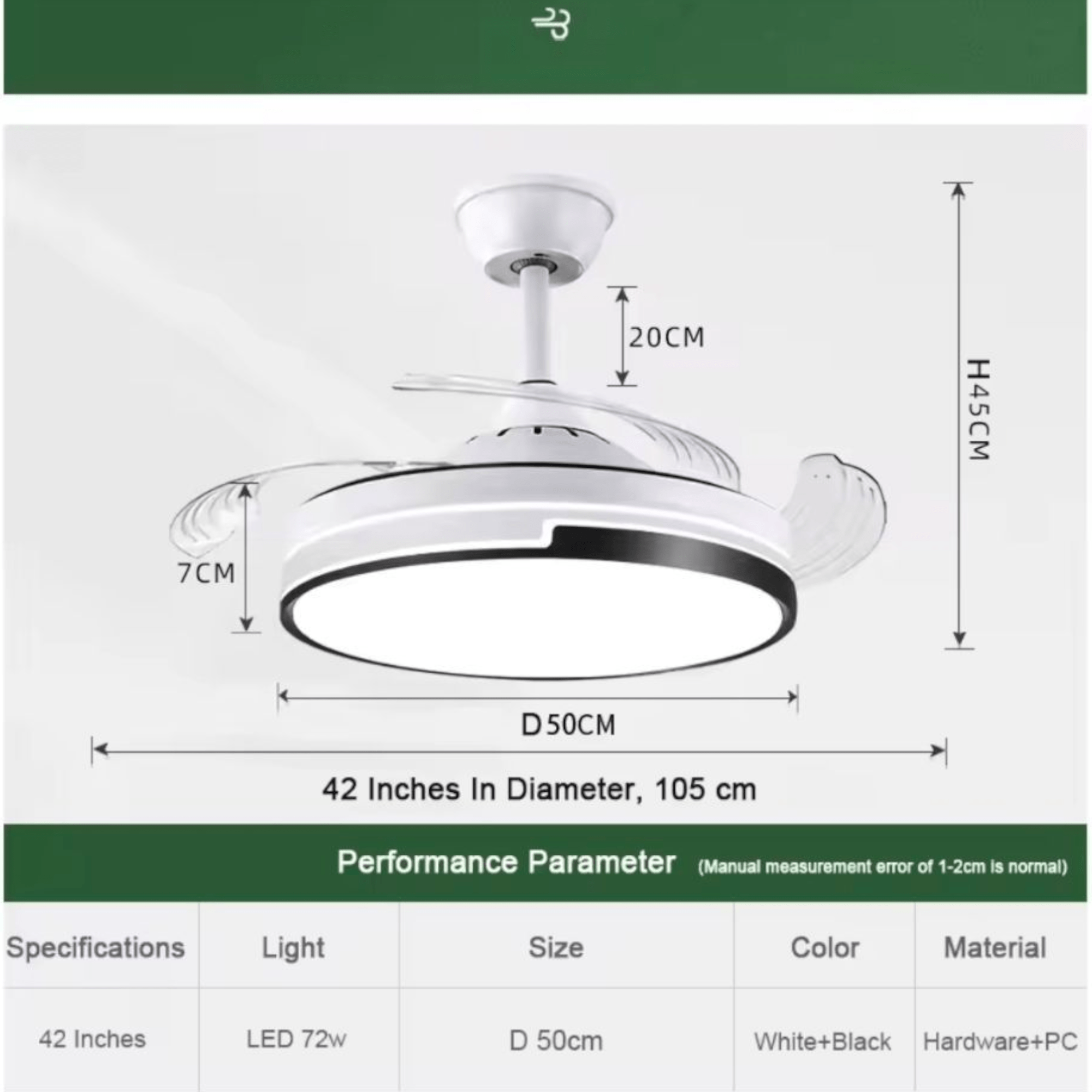 Elegantni LED Ventilator s UVLAČIVIM KRILIMA "Rixme