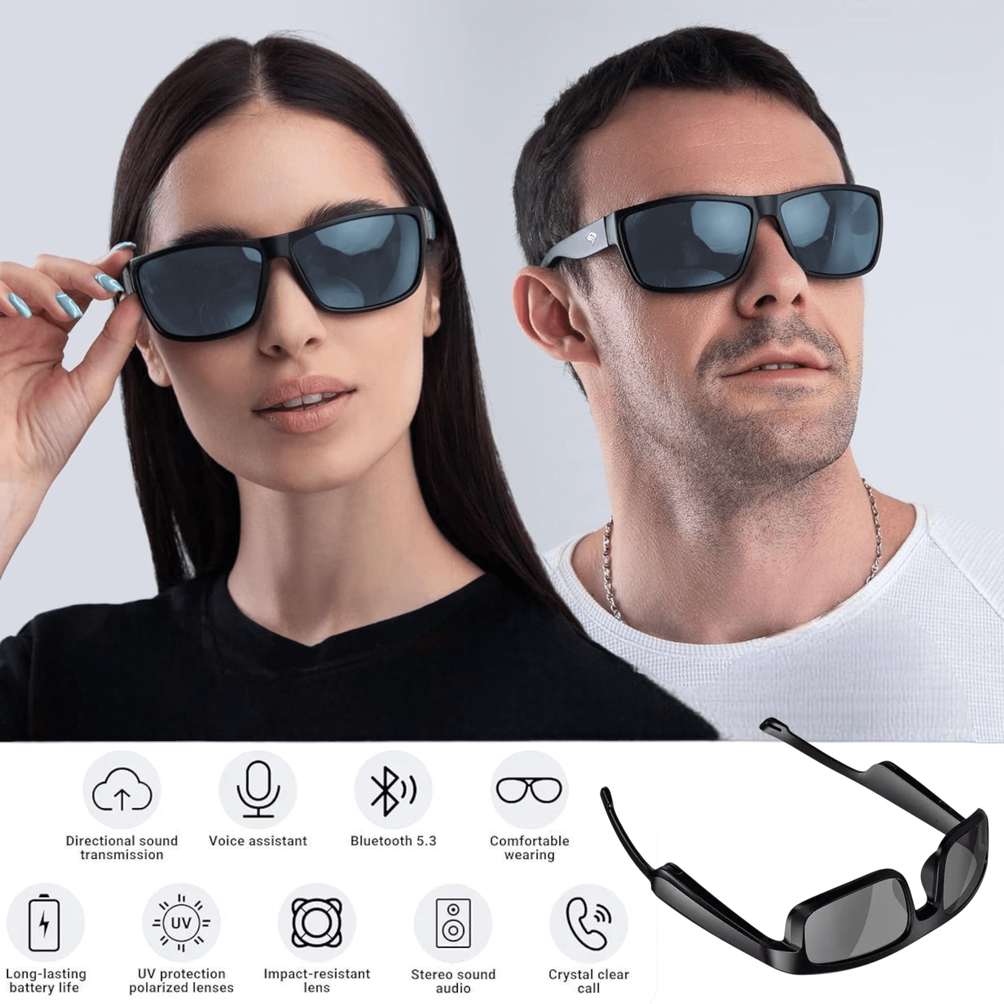 Napredne UV Bluetooth naočale "M8 Pro" s ugrađenim mikrofonom i zvučnikom za vrhunsku zabavu i siguran stil