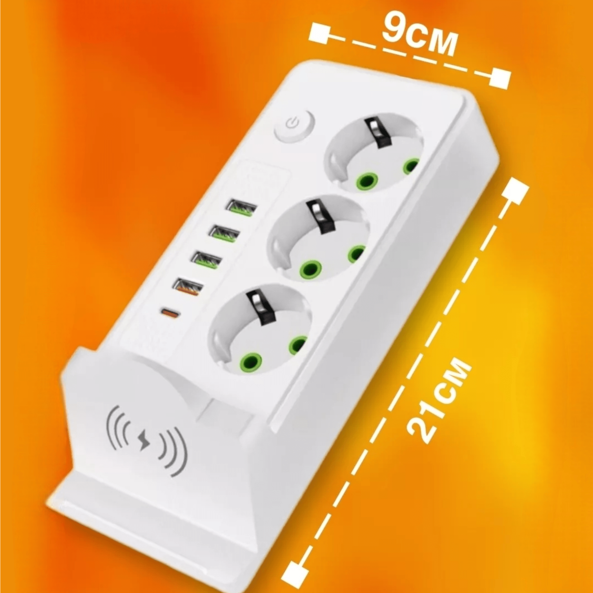 Višenamjenski produžni kabal s bežičnim punjenjem, 4xUSB i Type-C povezivanjem