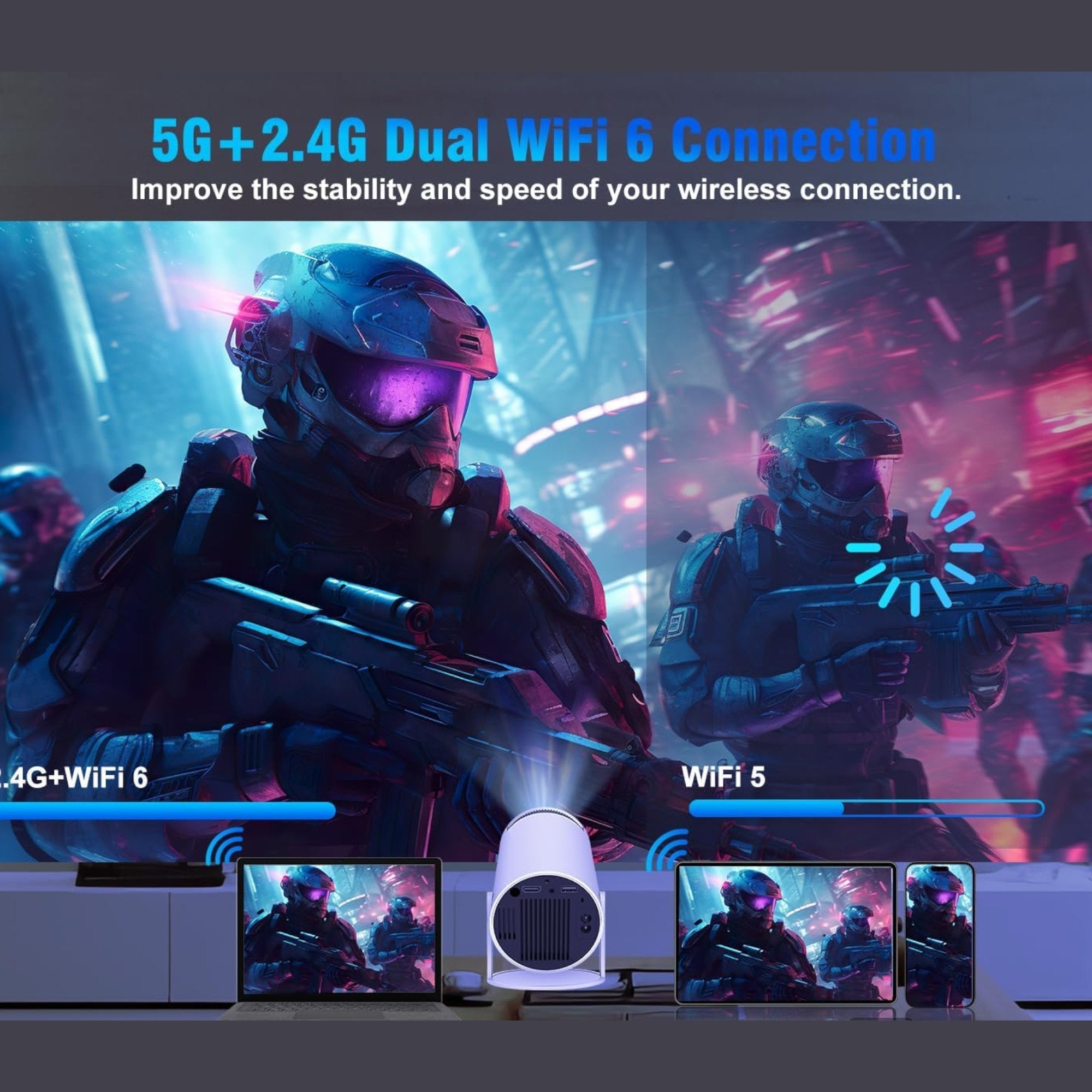 Projektor Android 11 4K Ultra HD 1080P - Fernseher für Heimkino und Multimedia