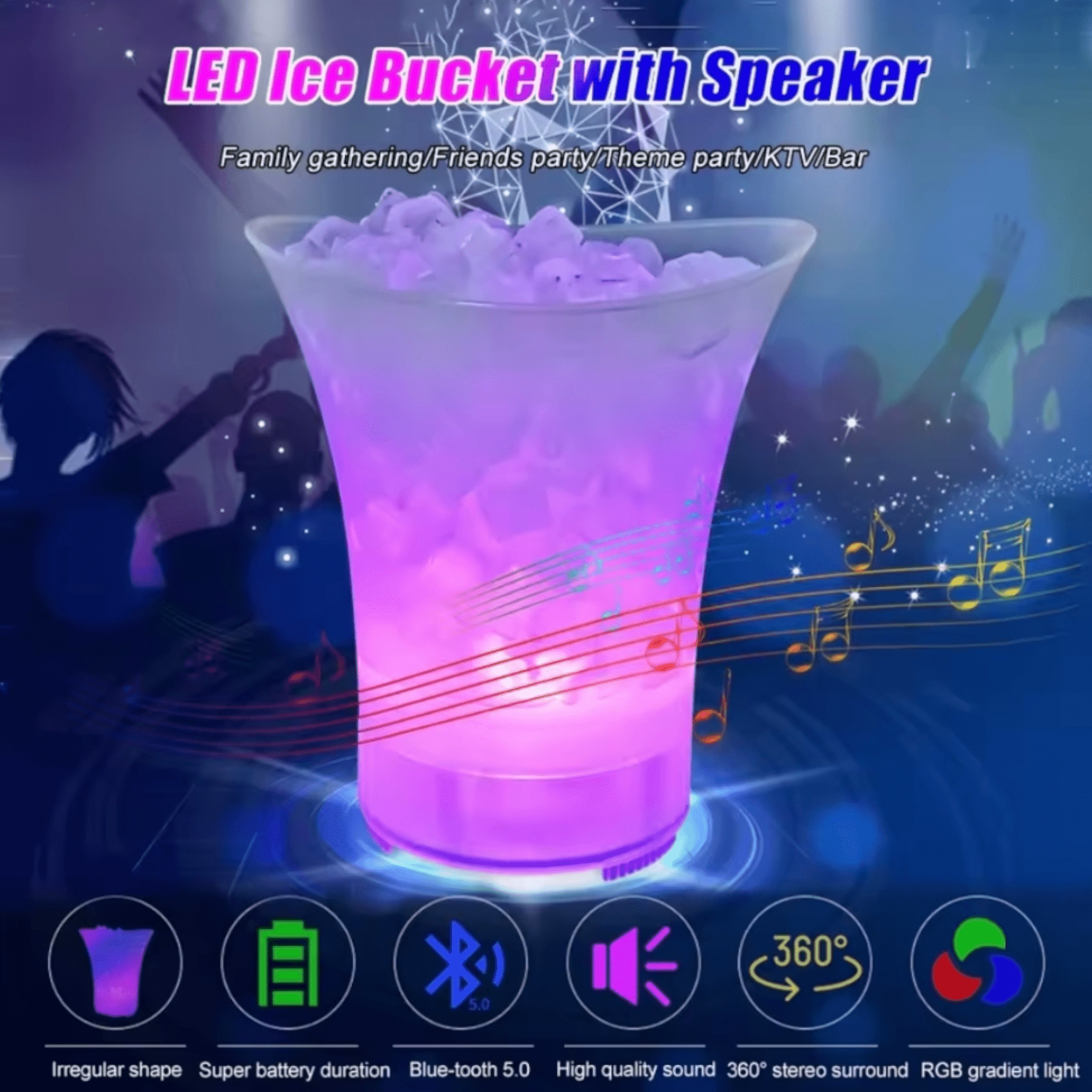 RGB LED Zvučnik s Bluetoothom - Kanta za zabavu 7L