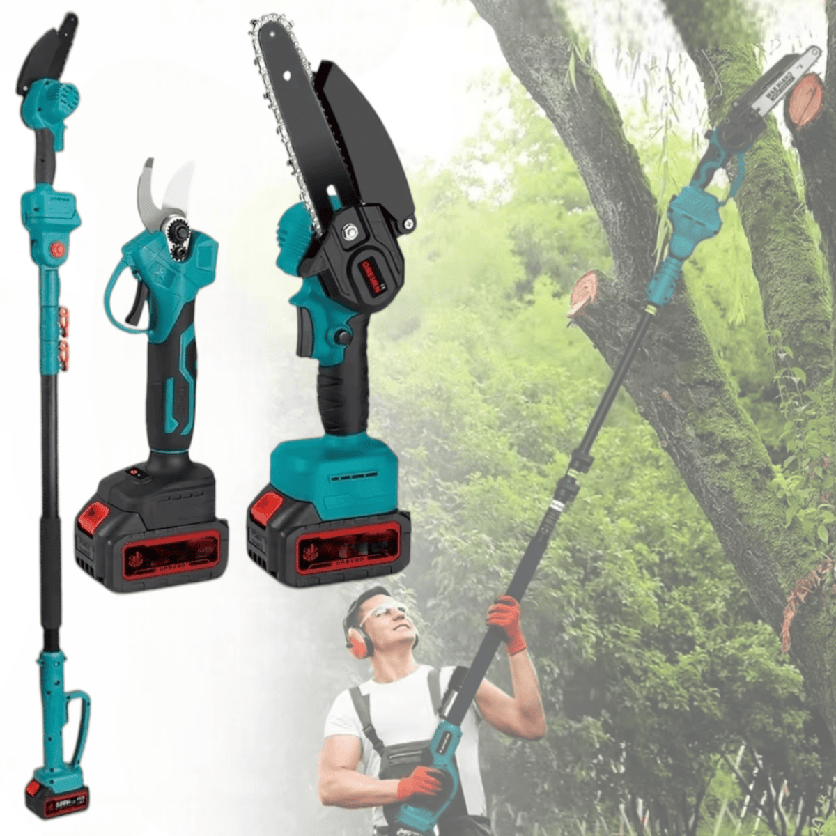 Komplet Aku Pila, Aku Makaze i Teleskopski Štap od 2m - Savršeni alati za svaki projekt!