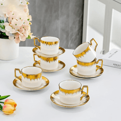 Set od 6 Elegantnih Šolja sa Zlatnim Rubom