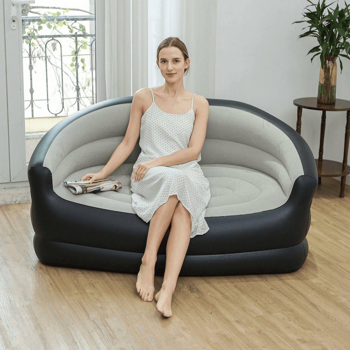 Unutrašnji Namin Pleteni Sofa na Naduvavanje "Black" - Komfor i Stil U Jednom
