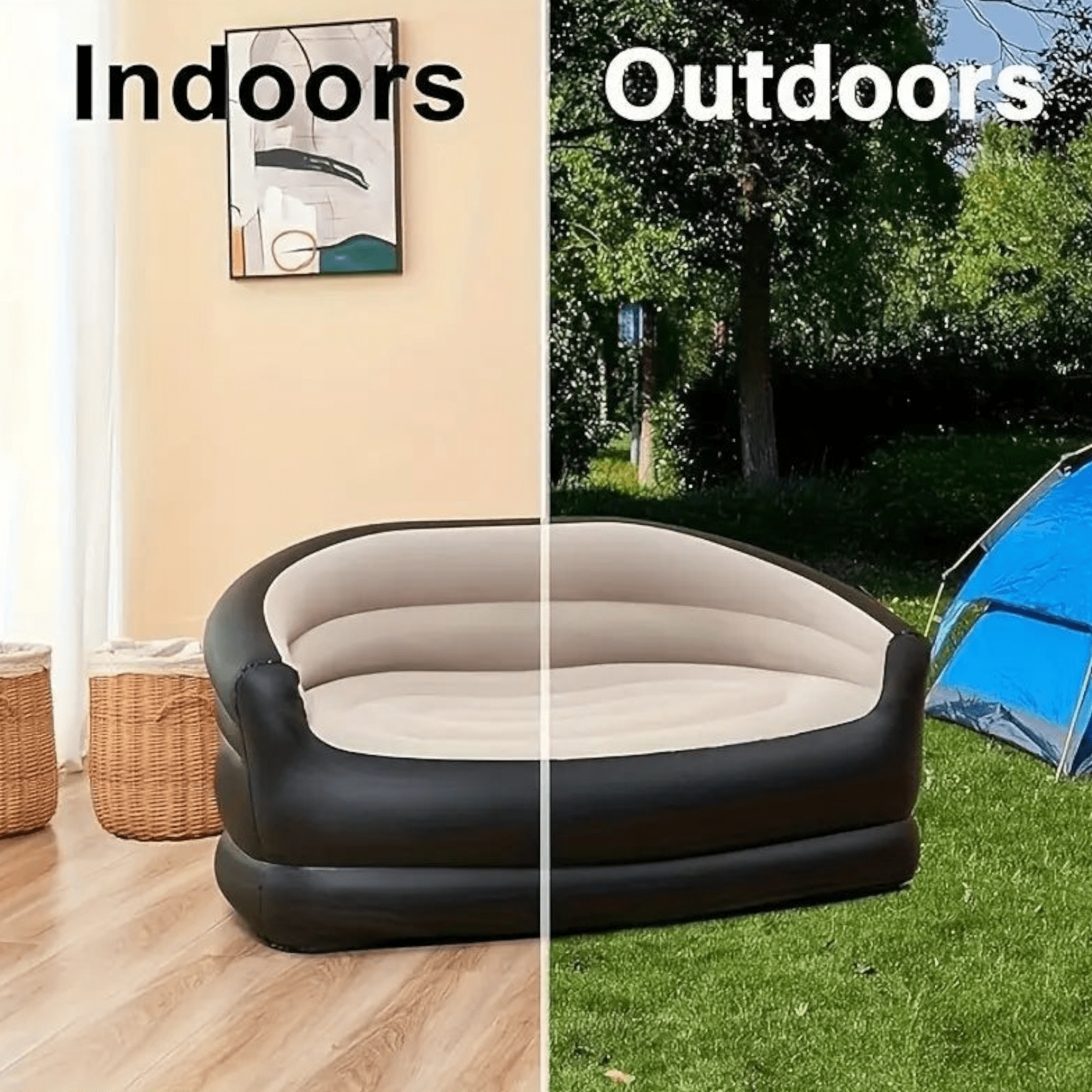 Unutrašnji Namin Pleteni Sofa na Naduvavanje "Black" - Komfor i Stil U Jednom