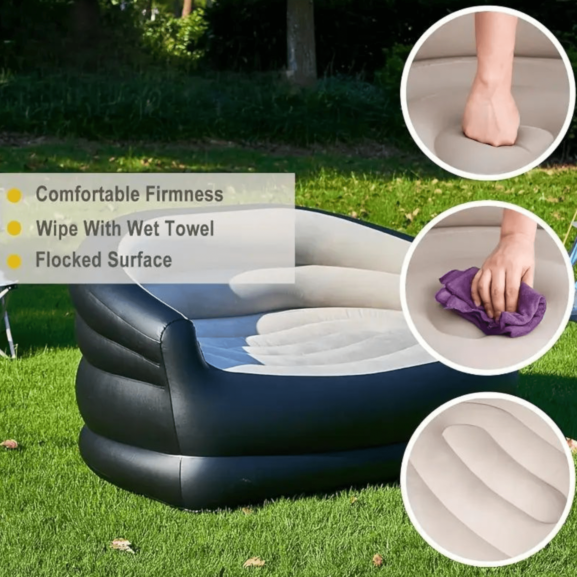 Unutrašnji Namin Pleteni Sofa na Naduvavanje "Black" - Komfor i Stil U Jednom