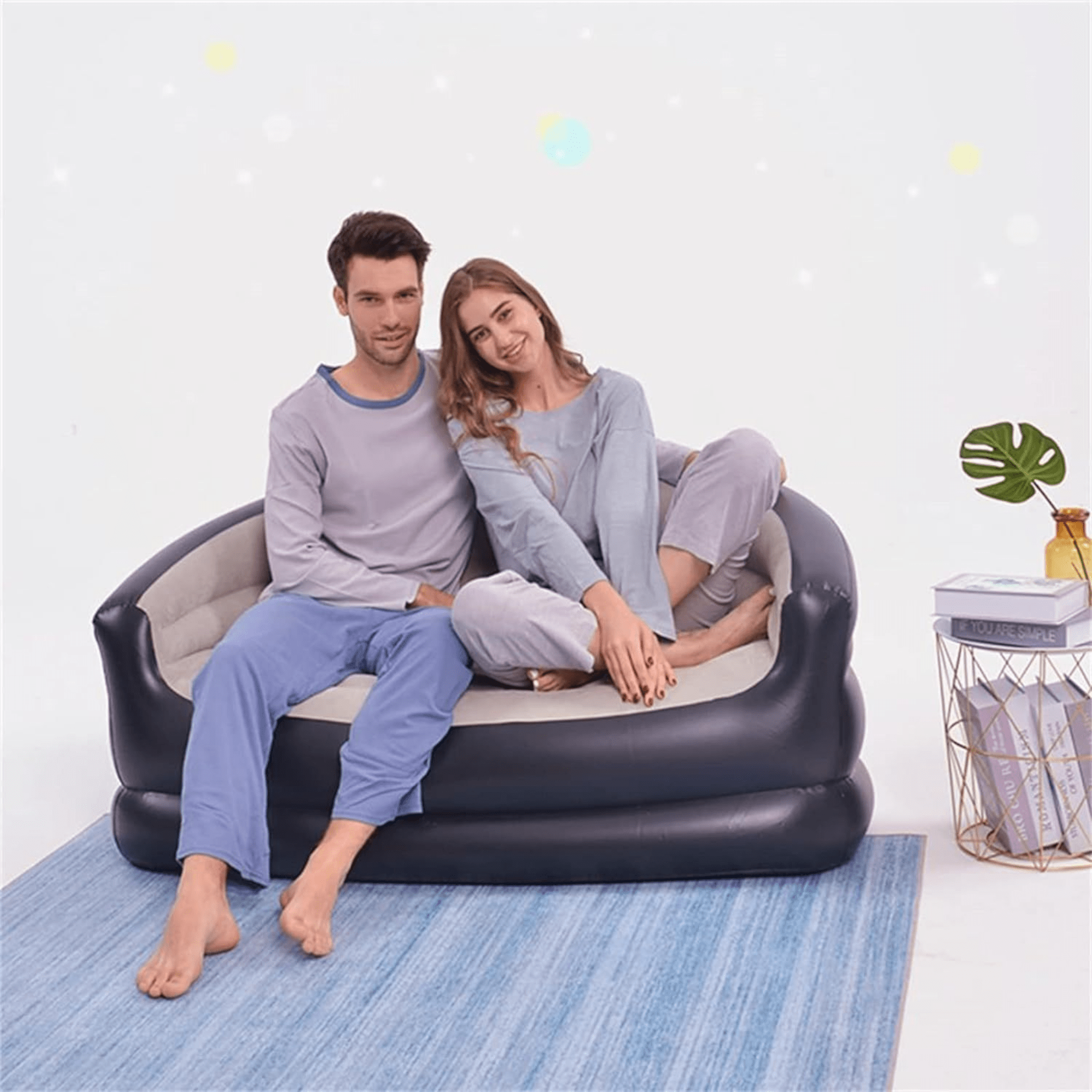 Unutrašnji Namin Pleteni Sofa na Naduvavanje "Black" - Komfor i Stil U Jednom