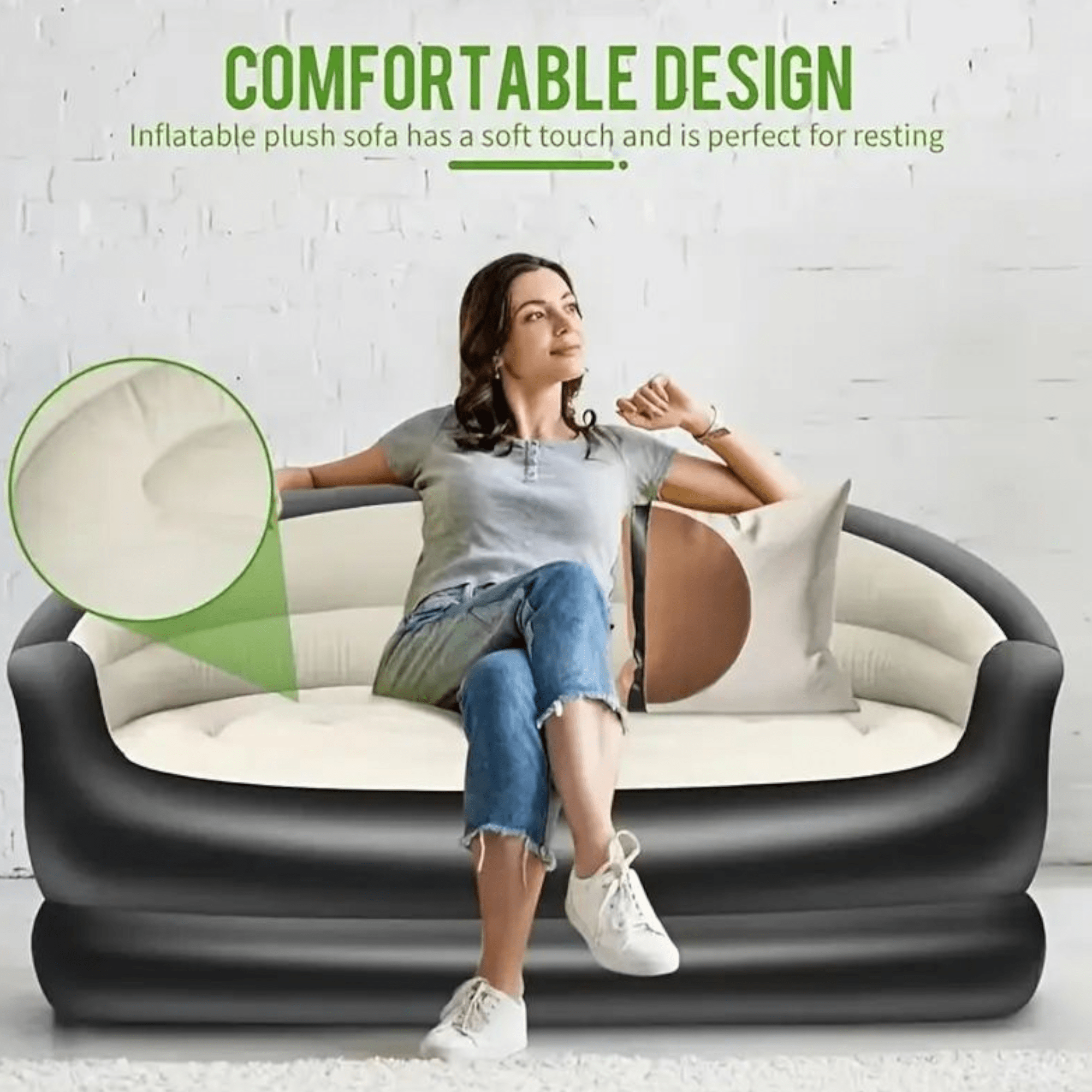 Unutrašnji Namin Pleteni Sofa na Naduvavanje "Black" - Komfor i Stil U Jednom