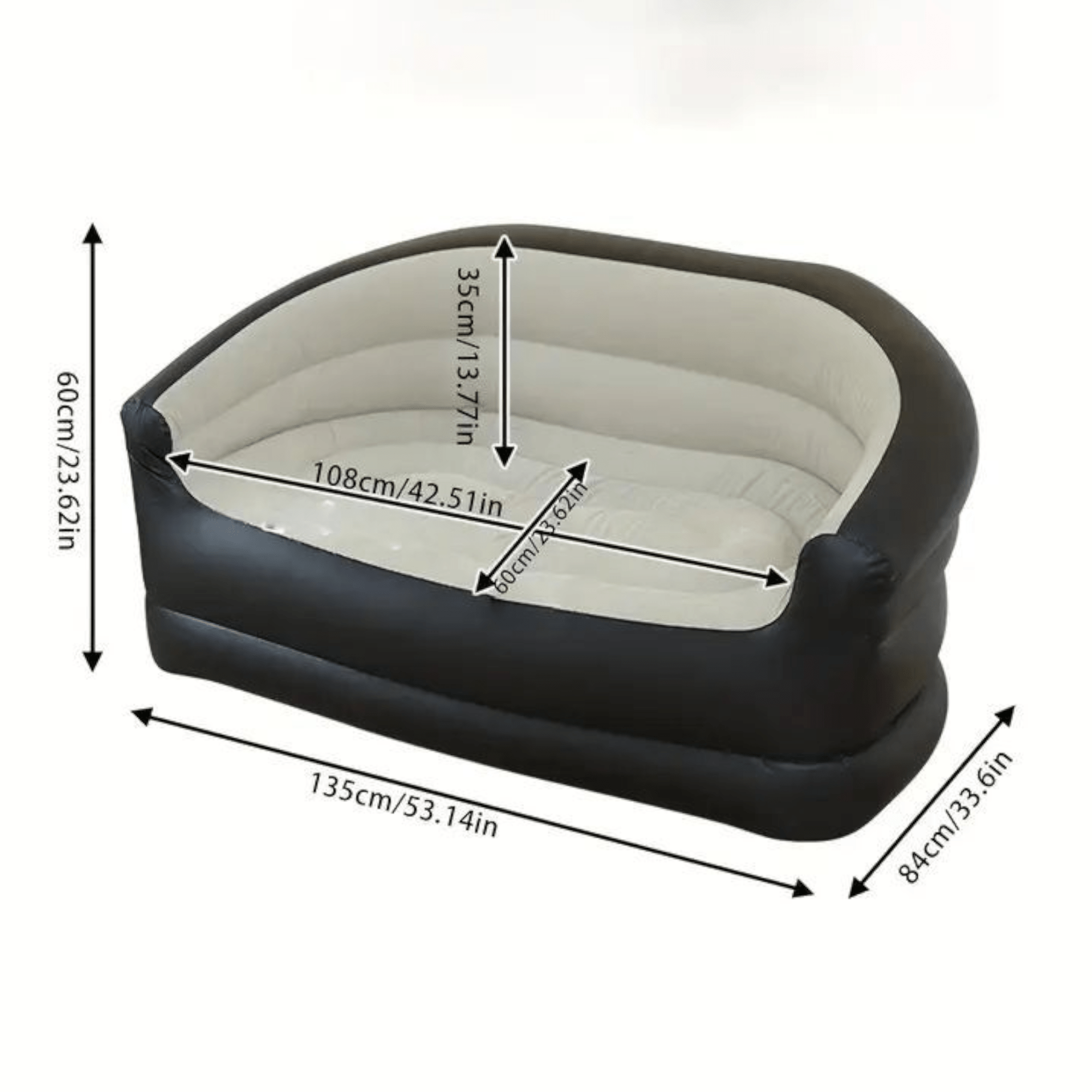Unutrašnji Namin Pleteni Sofa na Naduvavanje "Black" - Komfor i Stil U Jednom