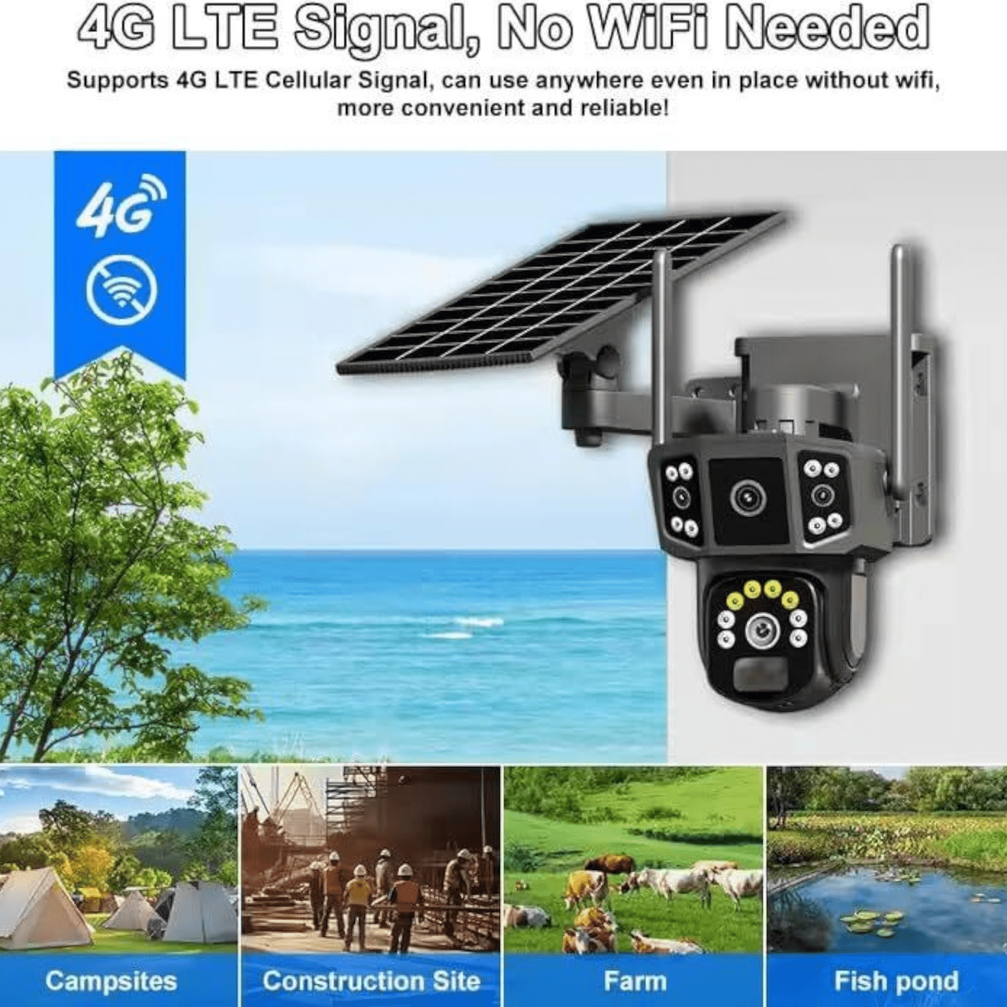 Inovativna V380 Pro Pametna 4G Sim-Solarna Kamera