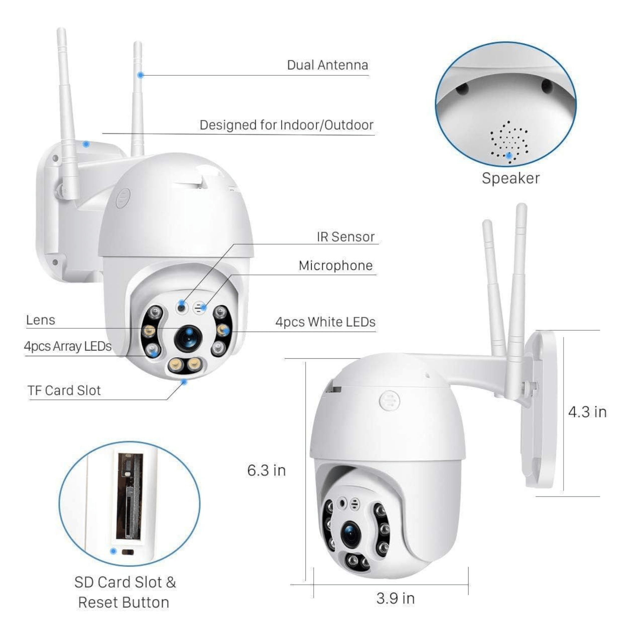 Pametna WIFI Rotirajuća PTZ Sigurnosna IP Kamera za Unapređenu Zaštitu Domova